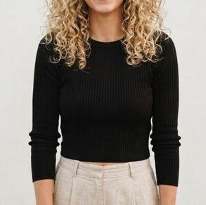 Reformation Jackie Knit Long Sleeve black medium